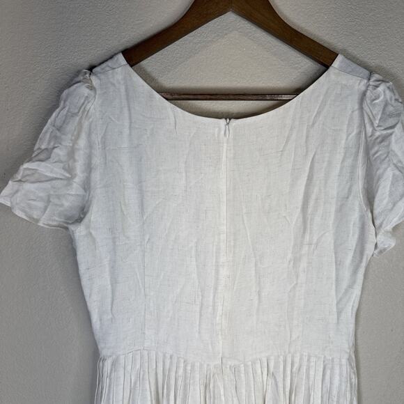 Christy Dawn Dress Women Large Scarlet Eggshell Linen Blend Cream Cottagecore - Picture 7 of 10
